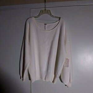 Free People, Ivory, Oversized Pullover, Size L, NWT